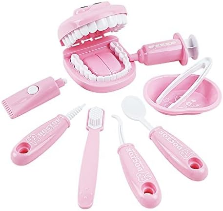 9PCS Plastic Simulation Dentist Play Set, Medical Kit Pretend Toy for Kids, Hygienic Habit Cultivation in 6 Colors