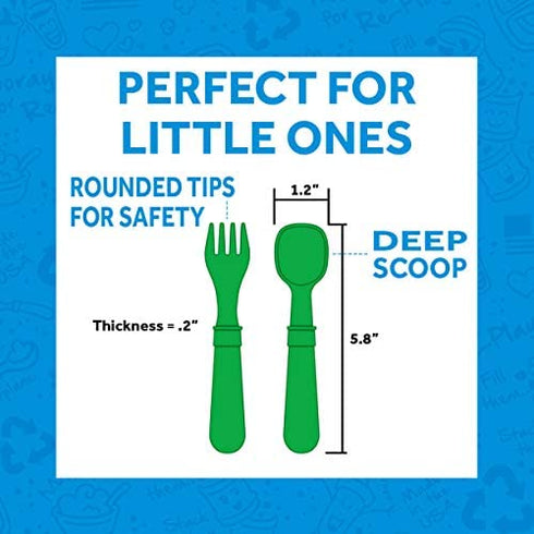 Set 2 5 Re-Play Toddler Feeding includes Divided Plates, Silicone Storage Lid, Utensils - Made in USA - Pcs - Aqua