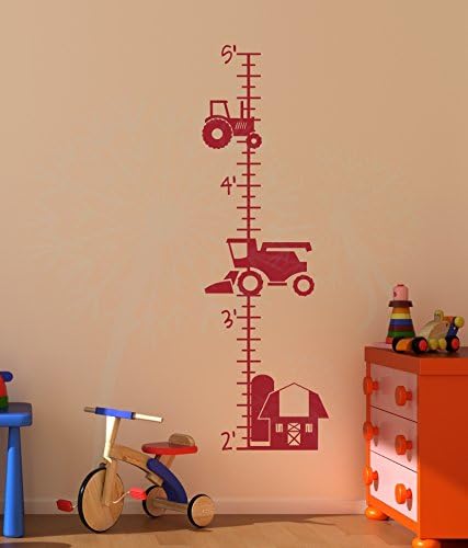 Wall Decor Plus More Farm Tractor Growth Chart - Vinyl Height Ruler Stickers for Boys