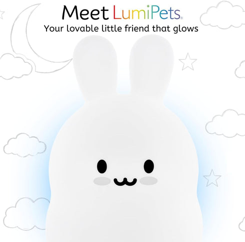 Lumipets Baxter The Bunny Squishy Night Light for Kids | Silicone Lamp with Tap & Remote Control | Rechargeable Color