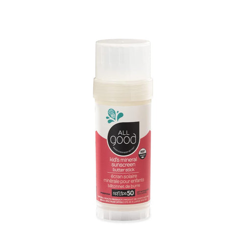 All Good Baby & Kids Mineral Sunscreen Butter Stick for Face, Nose, Ears - SPF 50, Coral Reef Friendly, Water Resistant