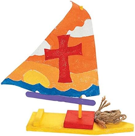 Sailboat 12 Pack Summer Fun Express DIY Wood Kits - Premium Wooden Boat Building Craft Kit for Kids | Vacation Bible