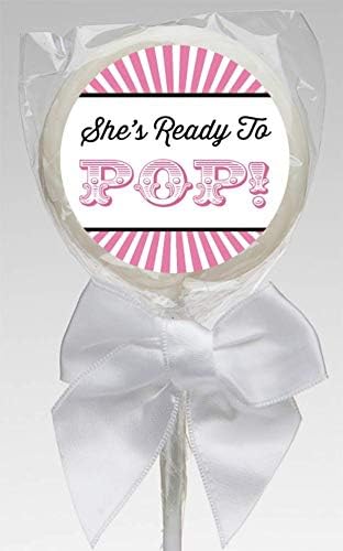 Pink Ready to Pop Baby Shower Stickers | 36 Matte Labels | 2 Inches Round | Baby Shower Stickers