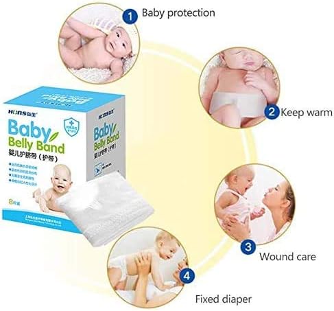 Topwon Cotton Newborn Essentials - Disposable Umbilical Cord Belly Band, 8 Pieces to Protect Baby Abdomen