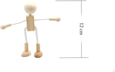 4 pcs Unfinished Wooden Robot Peg Dolls Wooden Figures People Bodies for DIY Painting Supplies Peg Dolls