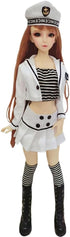 niannyyhouse BJD Dolls Clothes 1/3 1/4 1/6 White Hat Coat Skirt Striped Vest Socks Navy Suit Dress Up Gift (1/4BJD)