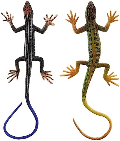 NUOBESTY Realistic Fake Lizards - 2Pcs Artificial Model Reptile Lizard Action Figures for Trick Play