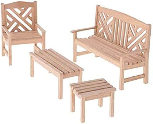 EatingBiting Dollhouse Accessories Furniture 1:12 Dollhouse Miniature Furniture Wooden Garden Unpainted Bench