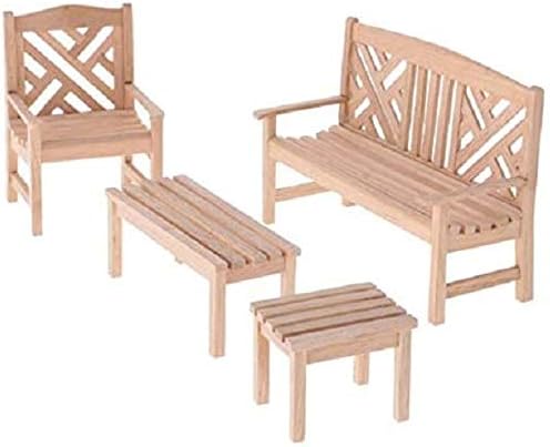 EatingBiting Dollhouse Accessories Furniture 1:12 Dollhouse Miniature Furniture Wooden Garden Unpainted Bench