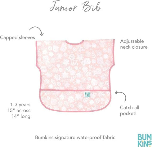 1-3 2 Pack Bumkins - Junior Bib - For Boys & Girls, Toddlers & Kids Years - Lightweight, Durable, Waterproof - Short