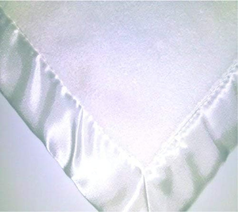 Personalized Satin Trim Microfleece Baby Blanket - Embroidered - White