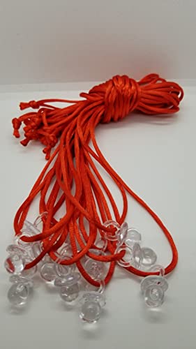 KCRAFT-R-US 24 Pcs 3/4" Clear Plastic Pacifier with Red Cord Necklaces "Don't Say