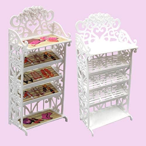 NUOBESTY Doll Shoes Rack, Miniature Dollhouse Furniture for Girl Doll Playset Accessories