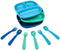 Re-play 3x3 Divided Toddler Plates and Utensils Set | Toddler Forks and Spoons, Dishwasher Safe, True Blue