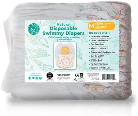 Little Toes Natural Disposable Swimmy Baby Diapers, Size 3-4 Medium, Pack of 12