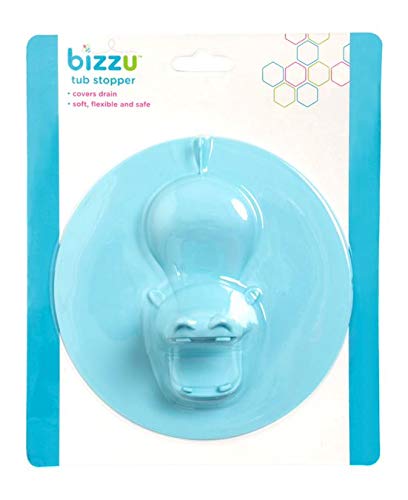 Hippo Tub Stopper, Soft and Flexible Silicone Bathrub Drain Plus, Baby and Toddler Bathtime Accessory, Blue