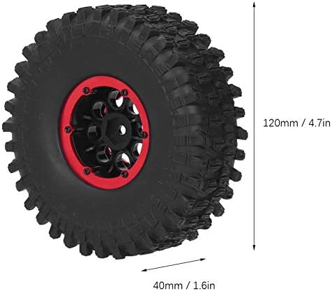 4Pcs RC Racing Tires 120mm, 1/10 Scale Rubber Inflatable Remote Control Model Climbing Car Tire (Red)