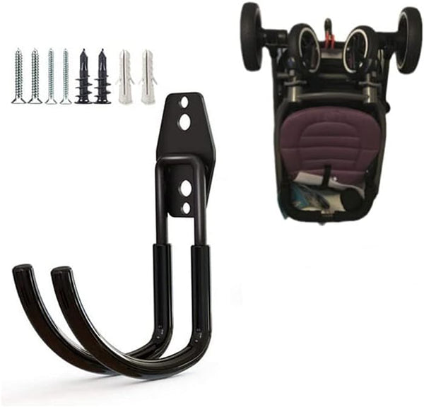 Wall Mount Baby Stroller Hanger, Steel Garage Tool Storage Organizer, Baby Stroller Rack Holder (Black)
