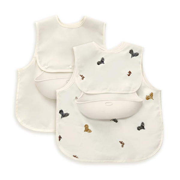 Cococu Baby Bibs for Eating,Baby Smock bib with Silicone Catcher, Waterproof Baby Bib