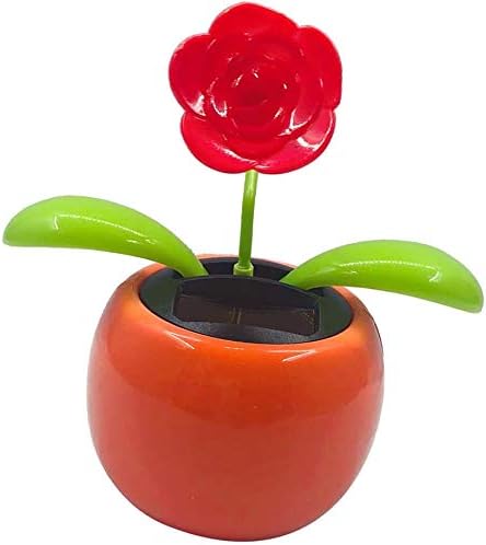 Solar Powered Dancing Flower Swinging Animated Dancer Toy Car Decoration for Car Dashboard Office Desk Decoration - Rose