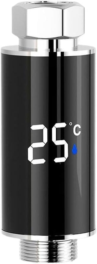 Minhe 0C99C 92 mm Digital Shower Water Thermometer with LED Display, Range, Colour-Coded Safety Indicator