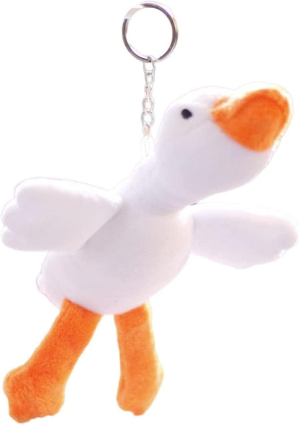 White Plush Duck Car Keychain, Cotton Filling Stuffed Animal Fluffy Duck Plushie
