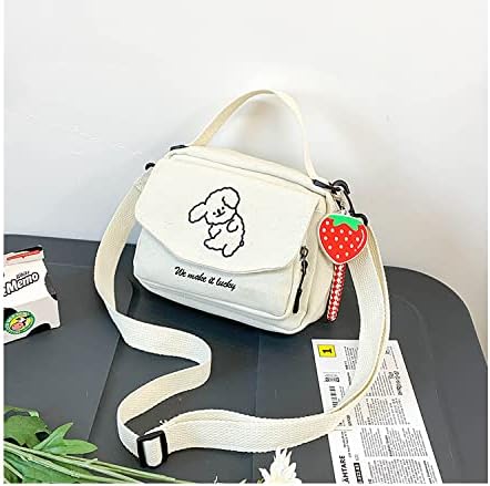 NCDUANSAN backpack backpack Kawaii girl people Messenger bag mini small cute Korean INS puppy pattern(WHITE)