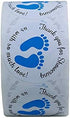 Gender Neutral Baby Shower Stickers, Thank You for Showering Us with So Much Love Round Labels Blue Baby Footprint