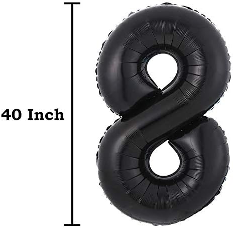 40 Inch Jumbo Black 18 Number Balloons for 18th Birthday Party Decoration, Supplies for Men and Women