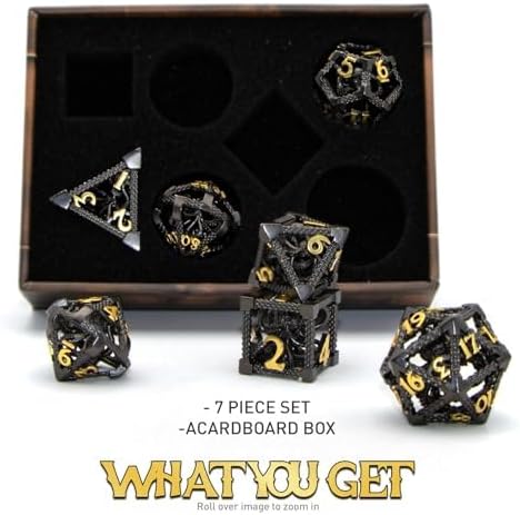 Set DND Dice, Dungeons and Dragons Metal Dice Polyhedral Role Playing Gaming HNCCESG Hollow Cthulhu Dice for Table Game