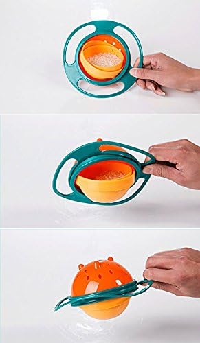 Berry President Magic Bowl 360 Degree Rotation Spill Resistant Gyro Bowl with Lid For Toddler Baby Kids Childre (Pink+Blue+Green) by Berry President