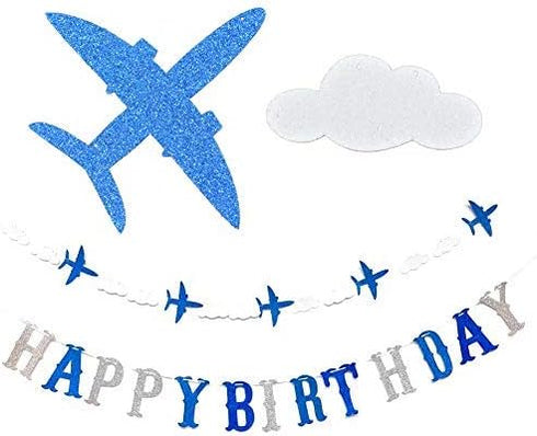 Airplane Birthday Decorations, Airplane Balloons and Birthday Banner for Boys Party Supplies