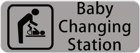 Compladeta New Baby Changing Station Sign, 9 x 3 in with English and
