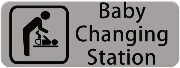 Compladeta New Baby Changing Station Sign, 9 x 3 in with English and