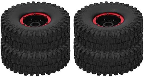 4Pcs RC Racing Tires 120mm, 1/10 Scale Rubber Inflatable Remote Control Model Climbing Car Tire (Red)