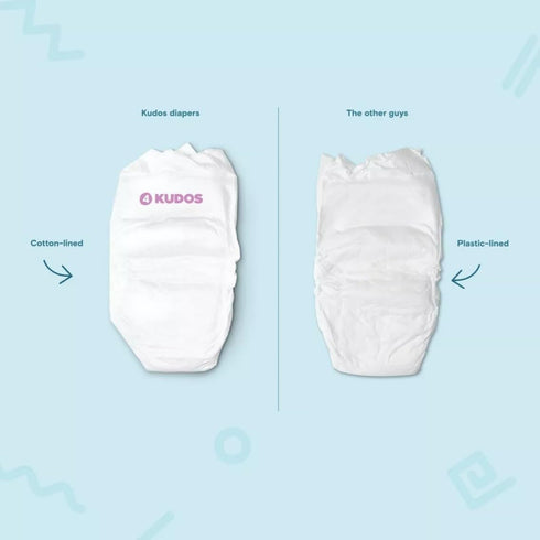 Generic 100% 2, 66 Count, 10-14 lbs Kudos Chlorine Free Premium Diapers, Cotton-Lined, Size