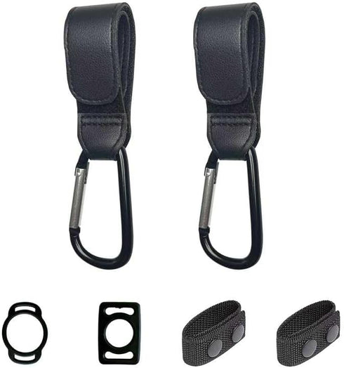 horuce Stroller Hooks with Silicone Bottle Holders - 2 Pack Heavy Duty Aluminum