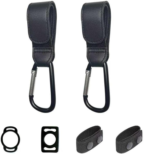 horuce Stroller Hooks with Silicone Bottle Holders - 2 Pack Heavy Duty Aluminum