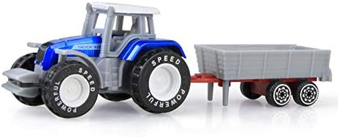 HOMSEEK Set Toy,(Set 4) Kid's Farm Tractor Toys with Trailers,Alloy and ABS Cake Decorating Car Truck Funny Tractor