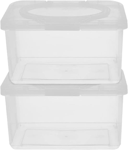 Set 2 MAGICLULU Baby Wipe Dispenser Box with Lid Refillable Portable Wipes Holder for Nursery Bathroom Desk Storage