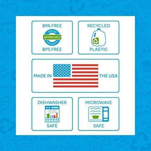 Re-Play Toddler Forks and Spoons Set - 8 Utensils for Kids, Dishwasher and Microwave Safe, Made in USA - A True Blue