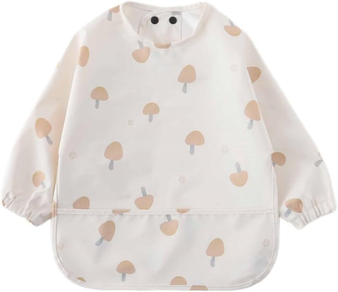 GZMM Waterproof Baby Bibs,Infant Toddler Long Sleeve Feeding Bib With Food Catcher,Easy