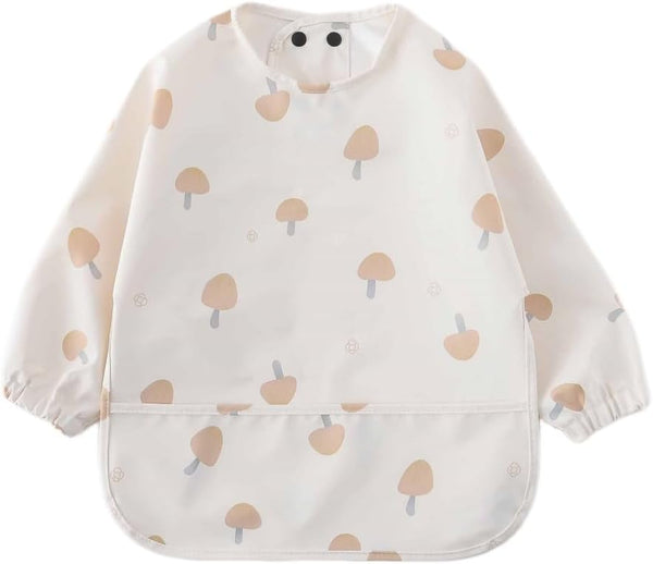 GZMM Waterproof Baby Bibs,Infant Toddler Long Sleeve Feeding Bib With Food Catcher,Easy