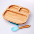 Baby Toddler Stay Put Dish, Kids Suction Plate, Bamboo Cute Dinnerware, Blue