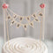 Vintage Affair Just Married Wedding Cake Topper, Handmade Pennant Flags with Wood Pole, Ivory (4)