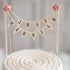 Vintage Affair Just Married Wedding Cake Topper, Handmade Pennant Flags with Wood Pole, Ivory (4)