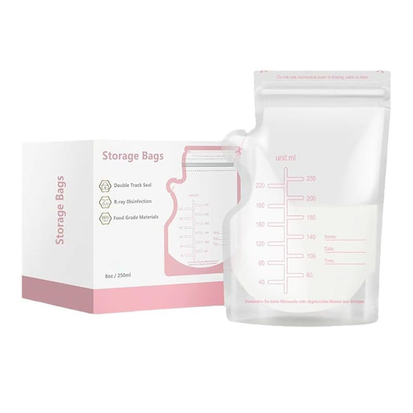 sartyee 100 Pack Breastmilk Storage Bags with Double Track Seal, Pre-Sterilized Food Grade