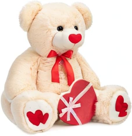 36 inch HollyHOME Big Teddy Bear Stuffed Animal Large Bear Plush with Red Heart for Girlfriend and Kids Holiday Toy