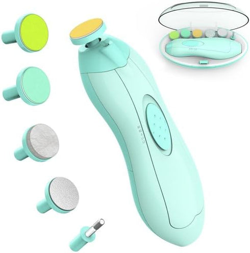 GIFTER Trimmer 6 Electric Nail with Light Clippers File Grinding Heads Whisper-Quiet for Newborns Toddlers and Adults