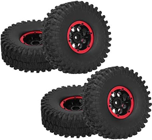 4Pcs RC Racing Tires 120mm, 1/10 Scale Rubber Inflatable Remote Control Model Climbing Car Tire (Red)